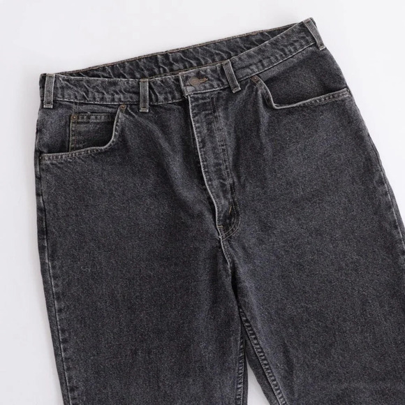 Vintage Levis 619 Black Stone Wash Straight Leg Denim Orange Tag Jeans 36/32 - Picture 10 of 14